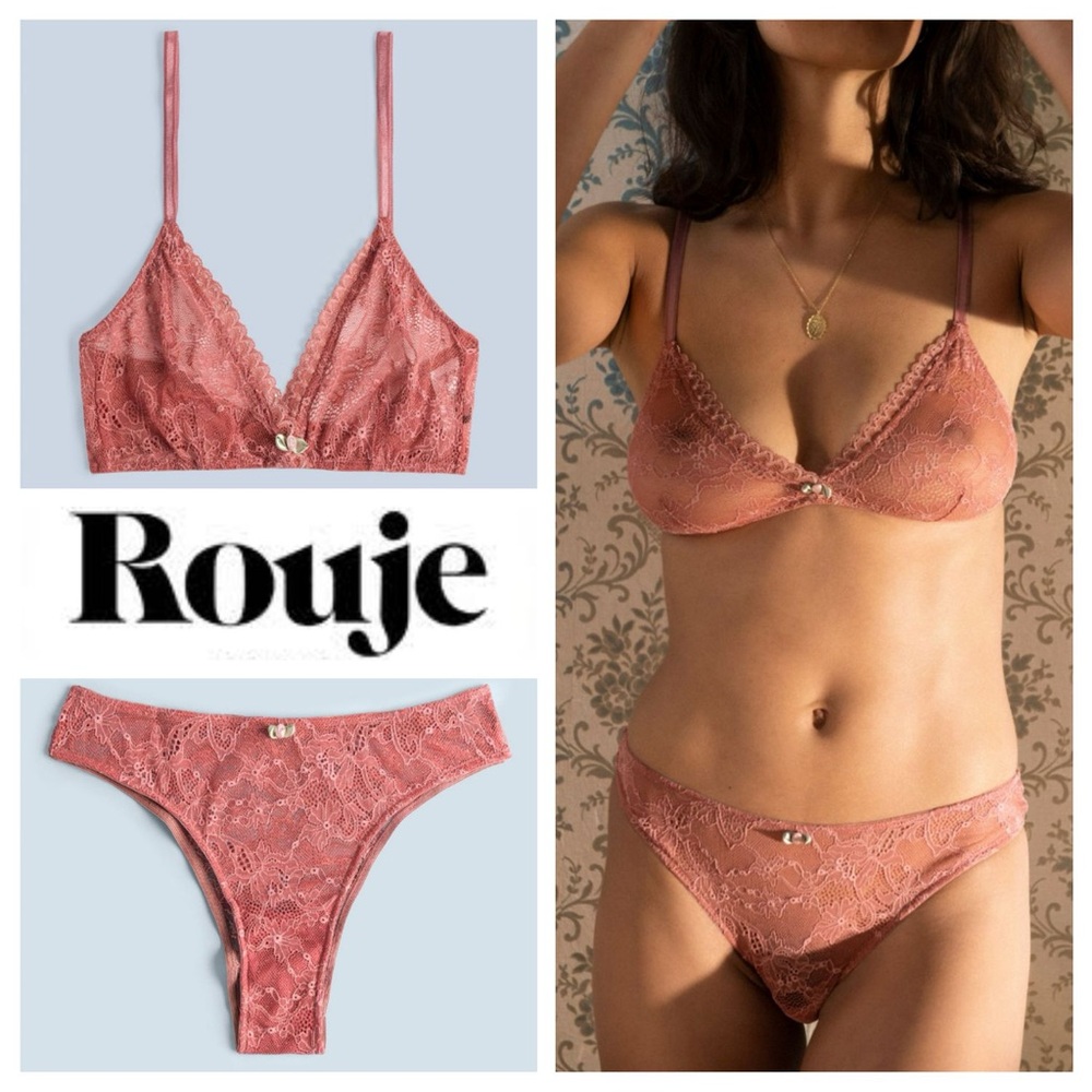 Rouje Felicia Dusty Rose Lace Bralette & Mia Panty Set